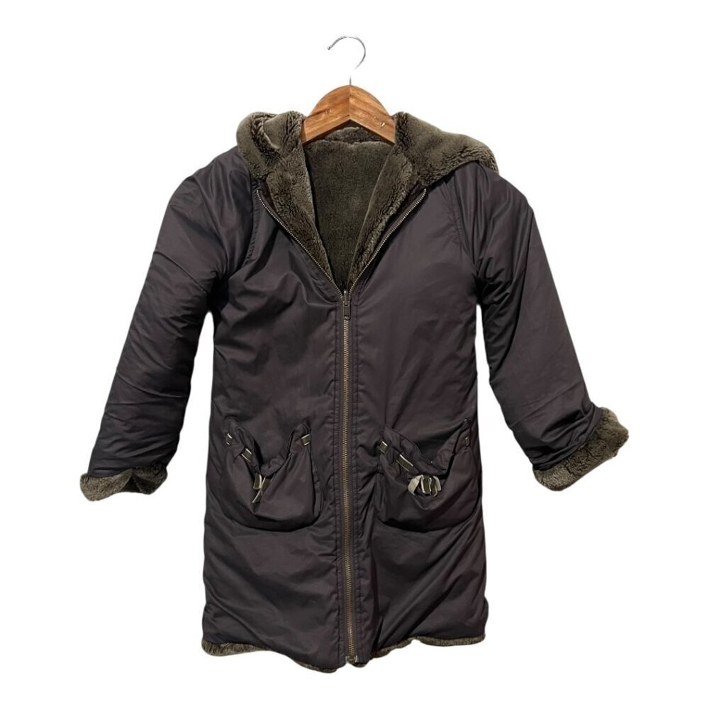 Lili Gaufrette Girls Coat Reversible Fur Brown Size 6